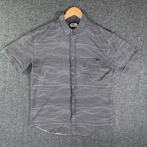 RSVLTS Star Wars Shirt Men Large Gray Beskar Steel Stretch Kunuflex Mandalorian